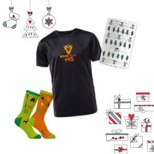 Limitowany pakiet świąteczny Bison Trail KIDS #8 koszulka/skarpetki/buff